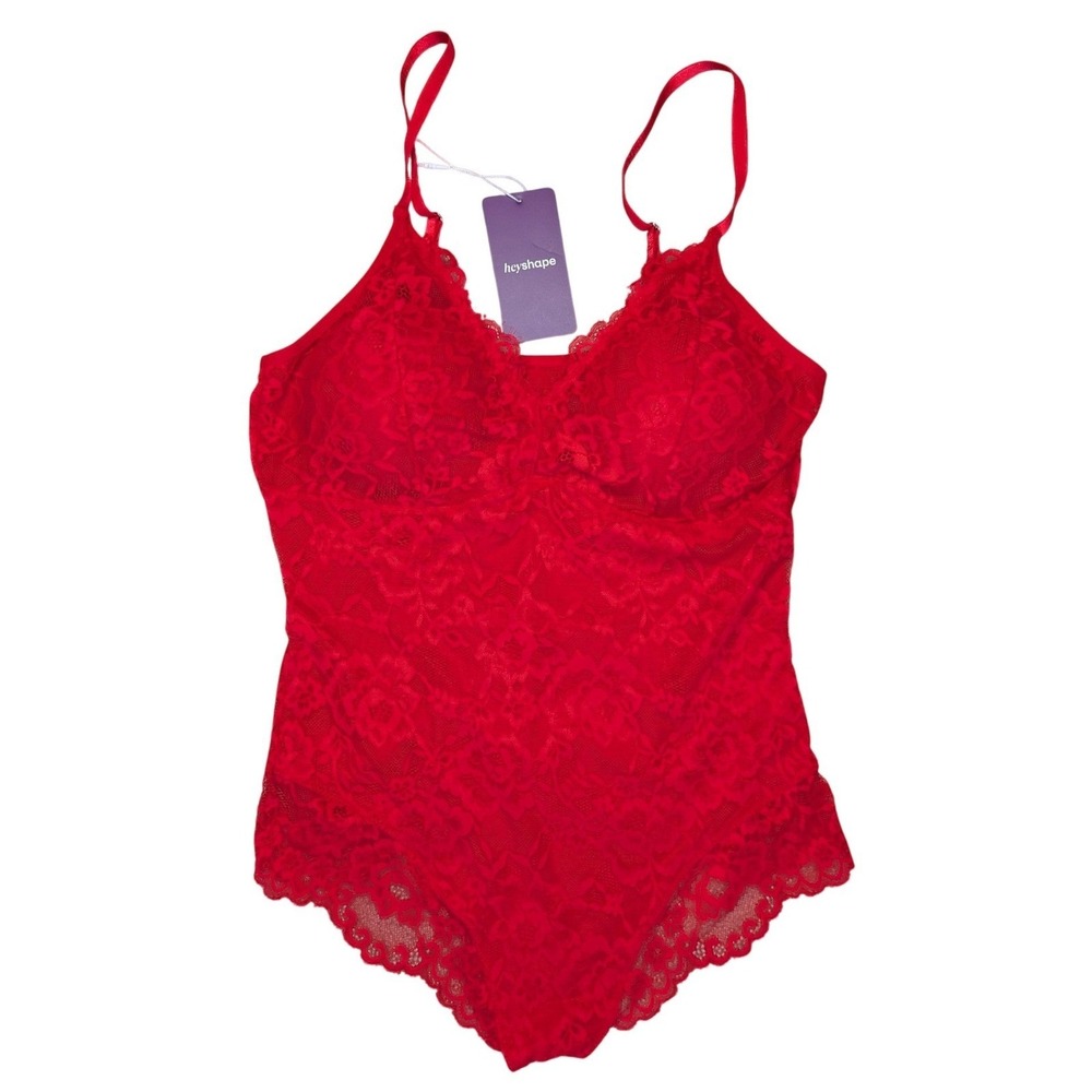New XL Heyshape Red Lace Bodysuit Shapewear Lingerie Retro‎ Pinup Pretty Lacey